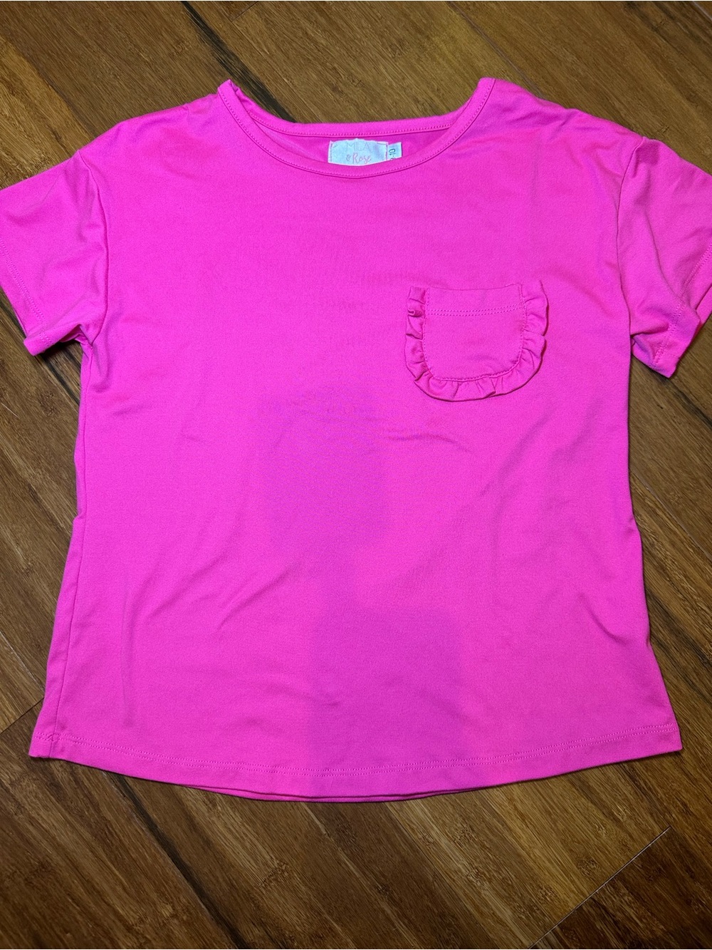 Mila & Rose Girls' Ruffle Pocket Tee in Bright Pink - Short Sleeve Top NWOT